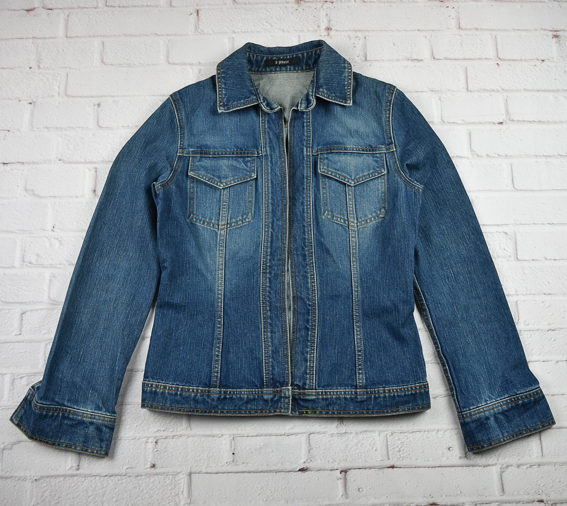 M-premier อกจริง 34 ไซส์ S เสื้อแจ็คเก็ตยีนส์ แขนยาว ผู้หญิง ทรงสวยใส่สบาย ไม่มีซิปหน้า ใส่คลุมกันแดด