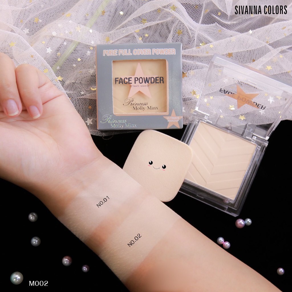 Sivanna Princess Molly Minx Pure Full Cover Powder M002 แป้งฝุ่นอัดแข็ง ปรินเซส มอลลี่ มิงซ์ เพียว ฟลู โคเวอร์ พาวเดอร์