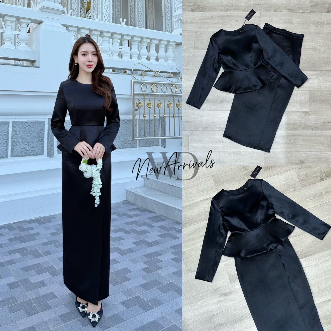 Set 2 Pcs. เซ็ทชุดไทยแบบเรียบๆเสื้อแขนยาวปลายระบาย อกมีฟองน้ำ มีซิปด้านหลัง มาพร้อมกับกระโปรงผ้านุ่มลื่น ทรงสอบเข้ารูป จะงานราช งานบุญ ได้หมดเนื้อผ้าใส่สบาย ทรงสวยมากค่ะ เป๊ะและเข้ารูป ใส่แล้วผอมเพียว กระโปรงซับในทั้งตัว ใครได้ลองแล้วจะหลงรักค่าา รับรองคุ