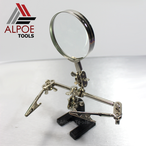 แว่นขยายตั้งโต๊ะ พร้อมตัวจับ งานโลหะ รุ่น JM-501