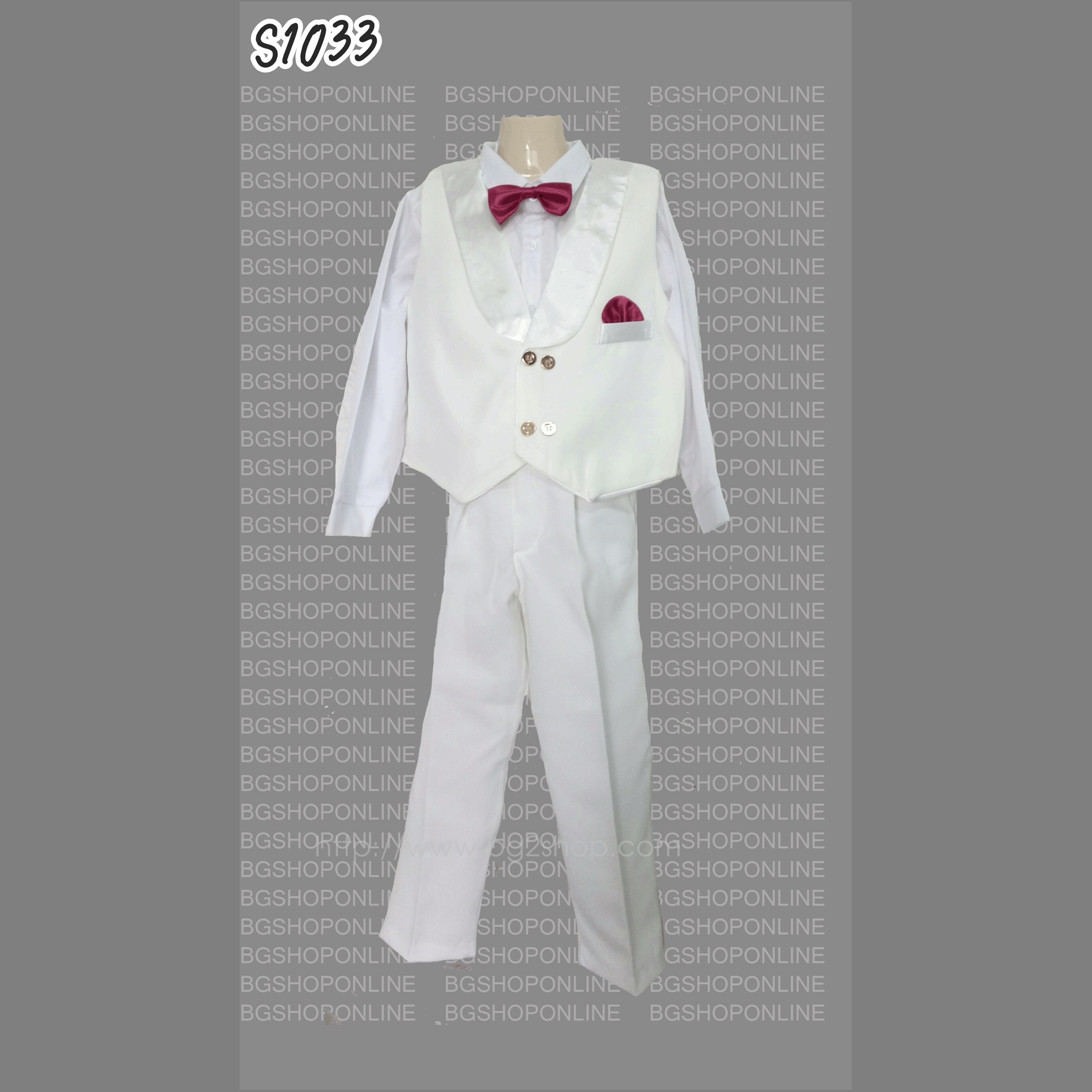 S1023 ชุดเสื้อกั้กแบบมีปกเด็ก สีขาว