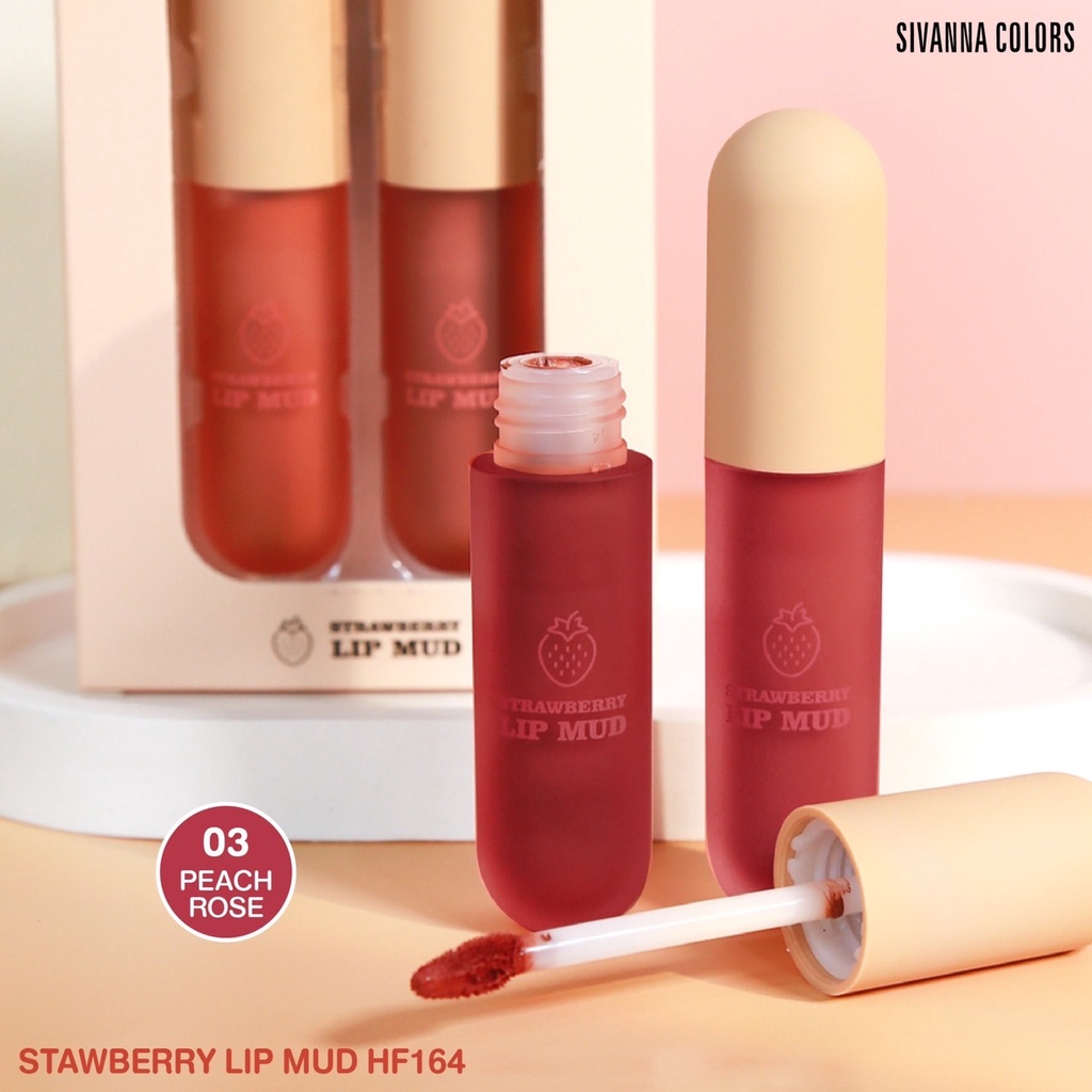 Sivanna Strawberry Lip Mud HF164 สตรอเบอร์รี่ ลิป มัด ลิปจุ่ม เนื่อซอฟท์แมทท์