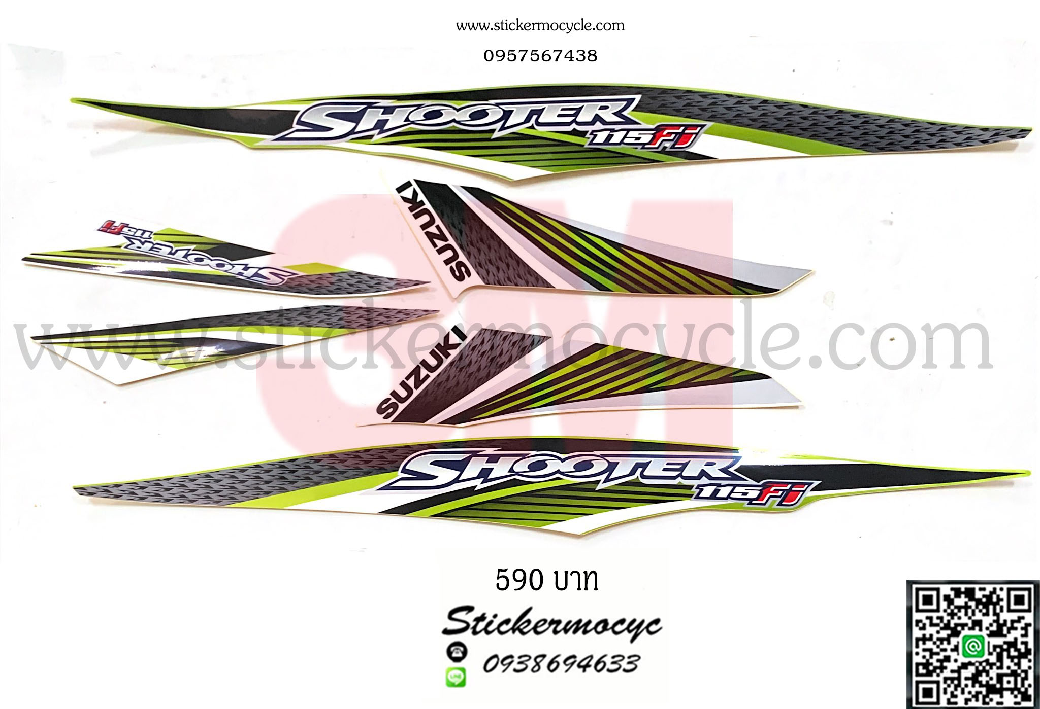 Sticker 3M SUZUKI Shooter115i ติดรถสี เขียว (เคลือบเงา) สติ๊กเกอร์ 3 M แท้ สติ๊กเกอร์ติดมอไซค์ ซูซูกิ ชูสเตอร์