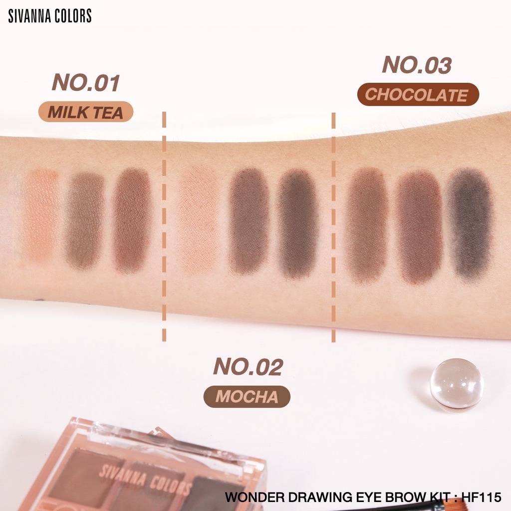 Sivanna FOX&FROG HF115 ซีเวนน่าสิวันนา พาเลทคิ้ว ที่เขียนคิ้ว พร้อมแปรงหัวตัด วันเดอร์ ดรอวิง อาย บราว คิท 3 กรัม เขียนค