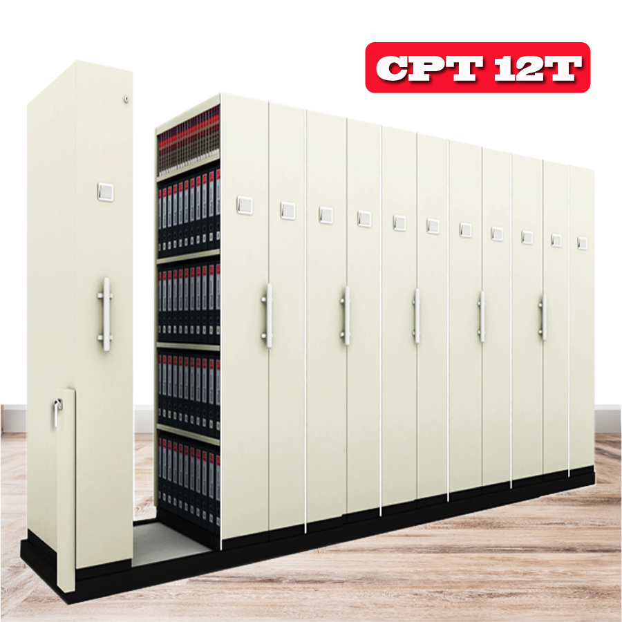ตู้รางเลื่อน 12 ตู้ แบบมือผลัก รุ่น CPT 12T