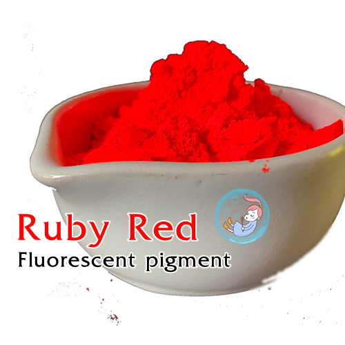 Color Red : Ruby Red - สี แดงทับทิม / fluorescent pigment เม็ดสีเรืองแสงให้สีสว่างกว่าสีทั่วไป แต่ไม่เรืองแสงในที่มืด TDS