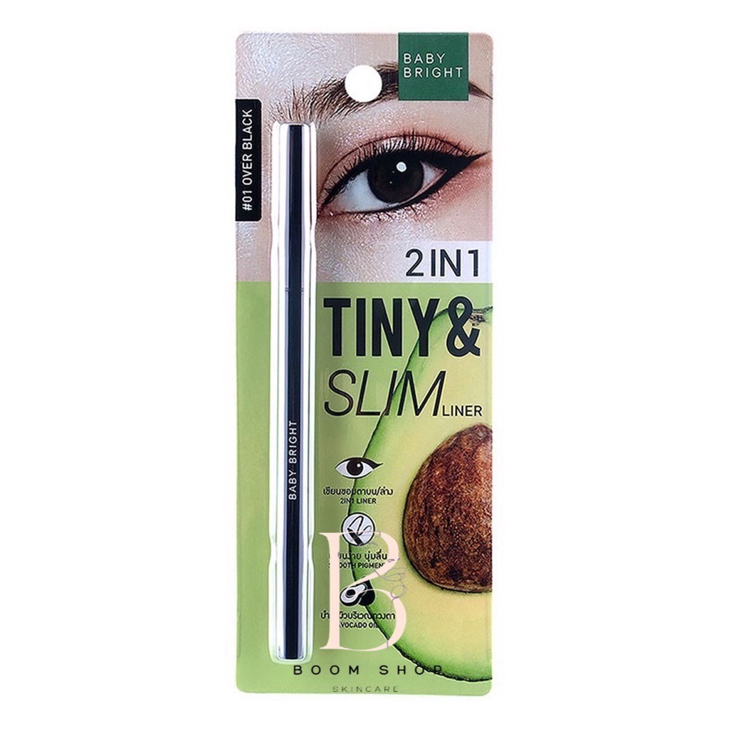 Baby Bright 2in1 Tiny & Slim Liner เบบี้ไบร์ท อายไลเนอร์ / อินไลเนอร์ เนื้อครีม เขียนขอบตา เขียนง่าย กันน้ำ (0.1g)