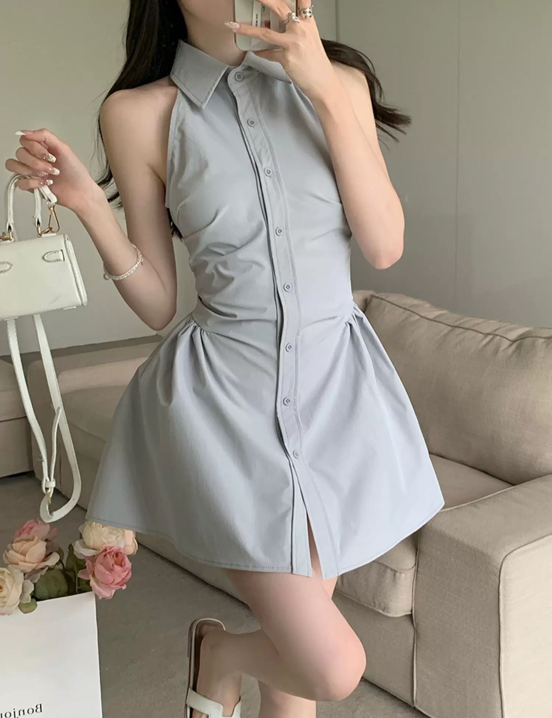 Ready to shipping ⚜️Label :: RAMI-PAPHA(รมิปภา) Milky Blue Set. (emoji) เซตสีฟ้านมๆสวยหวาน เสื้อคอปก กระดุมหน้า ดีเทลเก๋ทั้งตัว ดีเทลชายเสื้อเล่นเลเยอร์ เนื้อผ้านิ่มพริ้วอย่างดี สวมใส่สบาย ++กางเกงขาสั้น เนื้อผ้าและสีเดียวกัน ซับในอย่างดีทั้งตัว มี