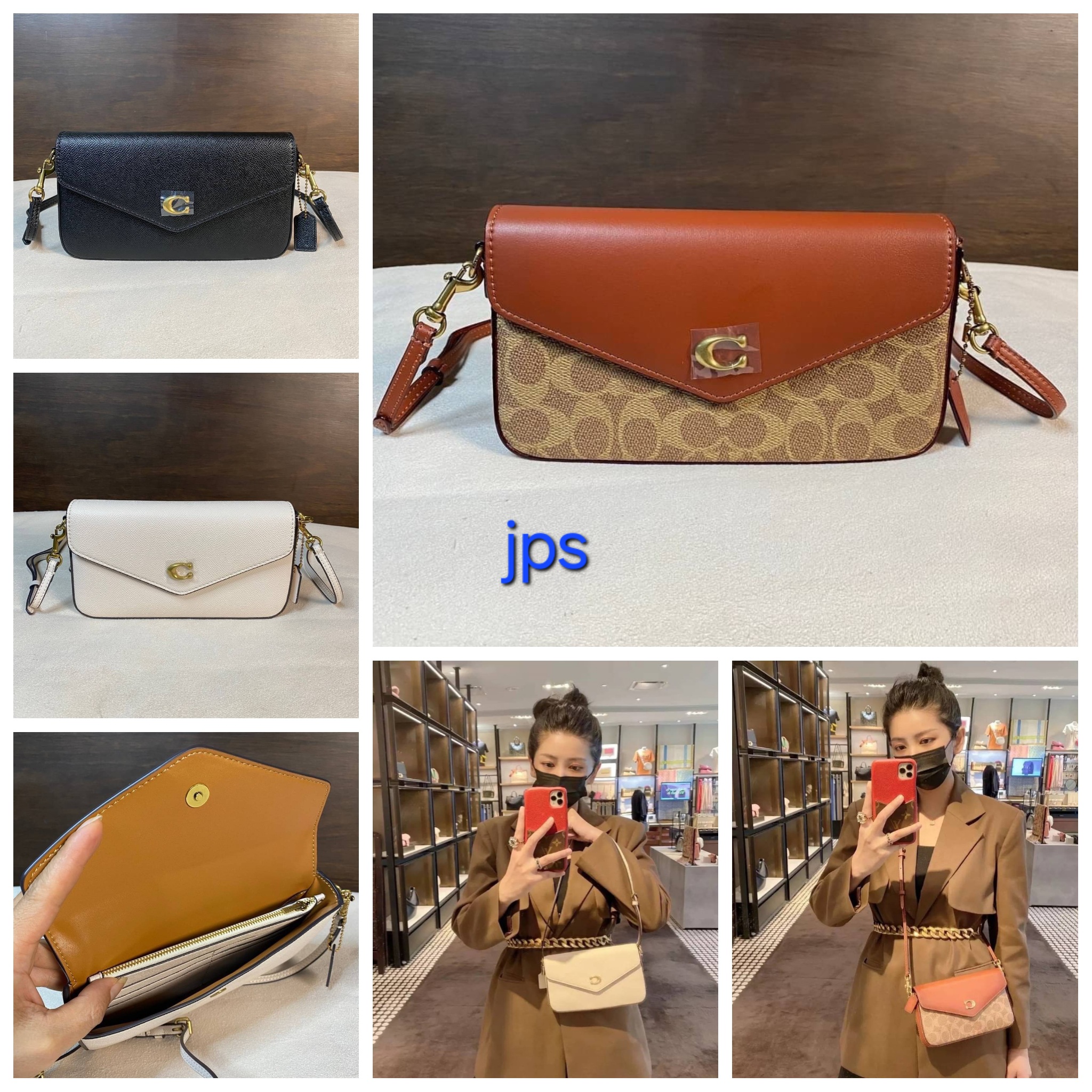 กระเป๋าสะพายไฮโซแบรนด์เนมโค้ชทรงซองจดหมายขนาด 8 นิ้ว หนังแท้ กระเป๋าWyn Crossbody(coach c8439/8442 )