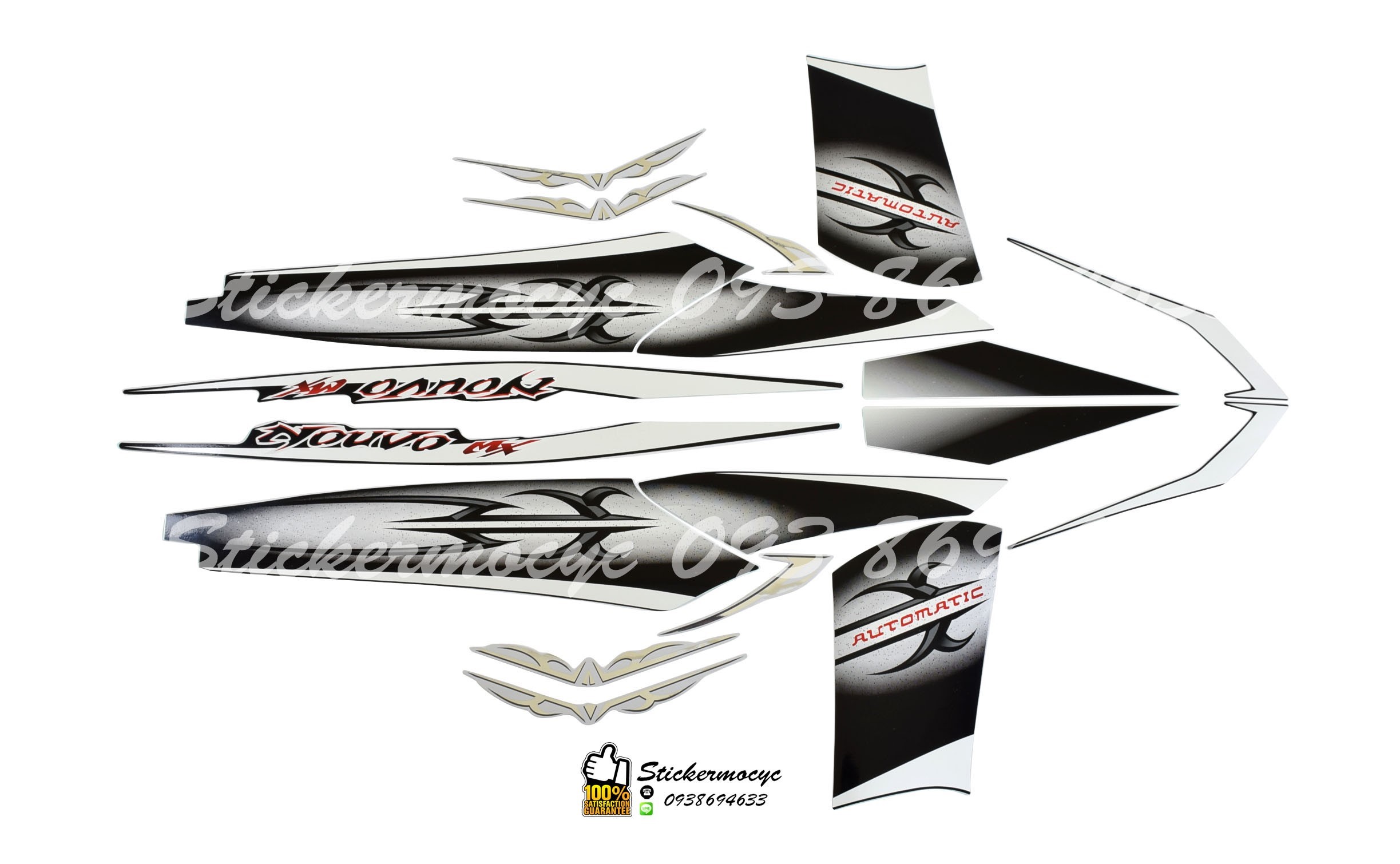 Sticker 3M YAMAHA NOUVO MX ปี 2008 รุ่น 8 ติดรถสี ดำ (เคลือบเงา) สติ๊กเกอร์ 3 M แท้ สติ๊กเกอร์ติดมอไซค์ ยามาฮ่า นูโว