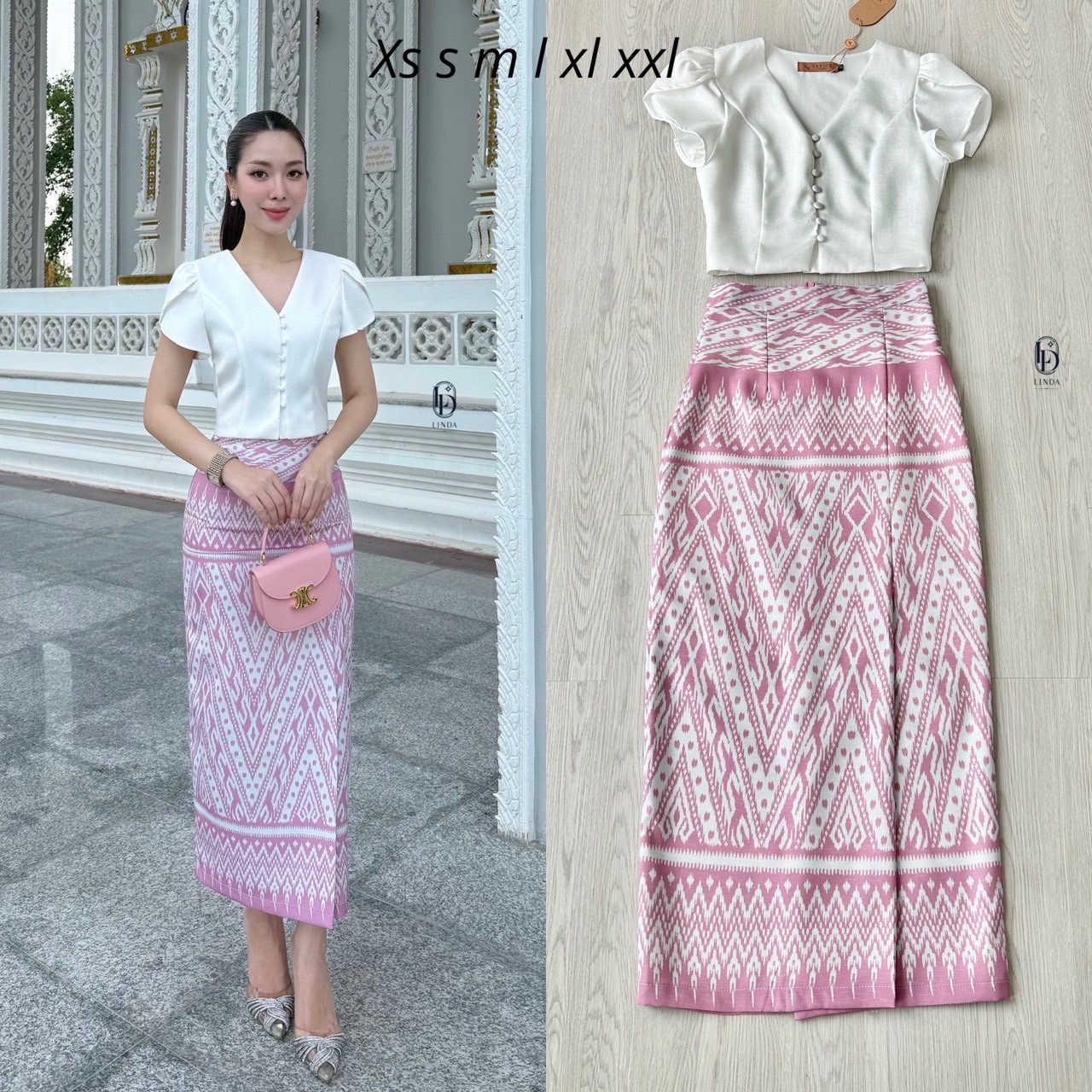 ชุดไทยสองชิ้นผ้าถุงเป็นผ้าพิมพ์ลายเกรดพรีเมี่ยม มีด้วยกันสองสีนะคะ สีฟ้าและสีชมพู เสื้อสวมใส่ง่ายระบายอากาศดี ไม่ร้อนค่ะขนาดพอดีตัวไม่สั้นจนเกินไป วันพระนี้มีชุดสวยใส่เข้าวัดกันหรือยังคะ #ชุดทำบุญ #ชุดออกงาน #ชุดดินเนอร์ #ชุดไปคาเฟ่ #ชุดทะเล #ชุดเชต #lind