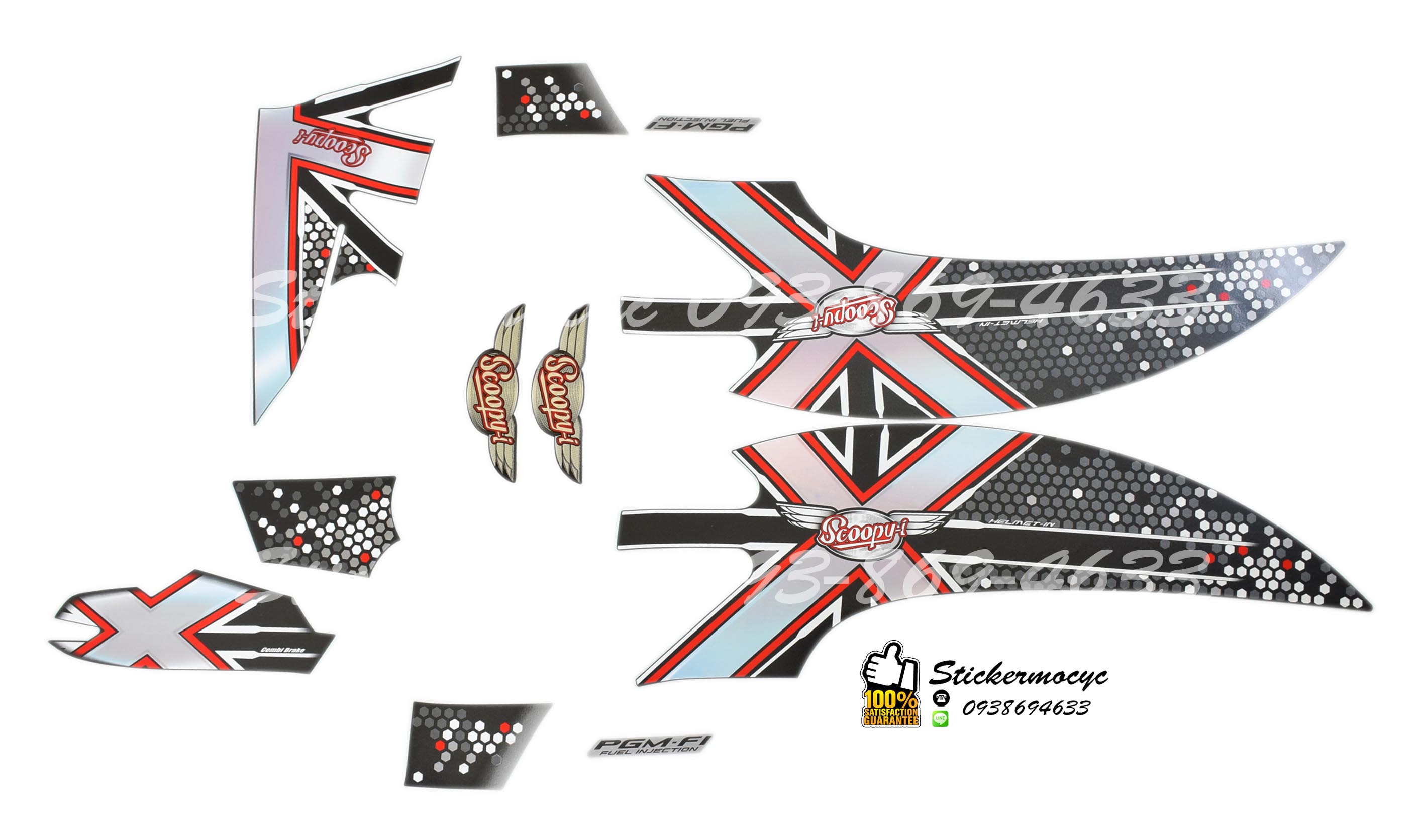 Sticker 3M HONDA Scoopy i ปี 2013 รุ่น 17 ติดรถสี ดำ สติ๊กเกอร์แท้ 3เอ็ม ติดรถมอเตอร์ไซค์ ฮอนด้า สกู๊ปปี้