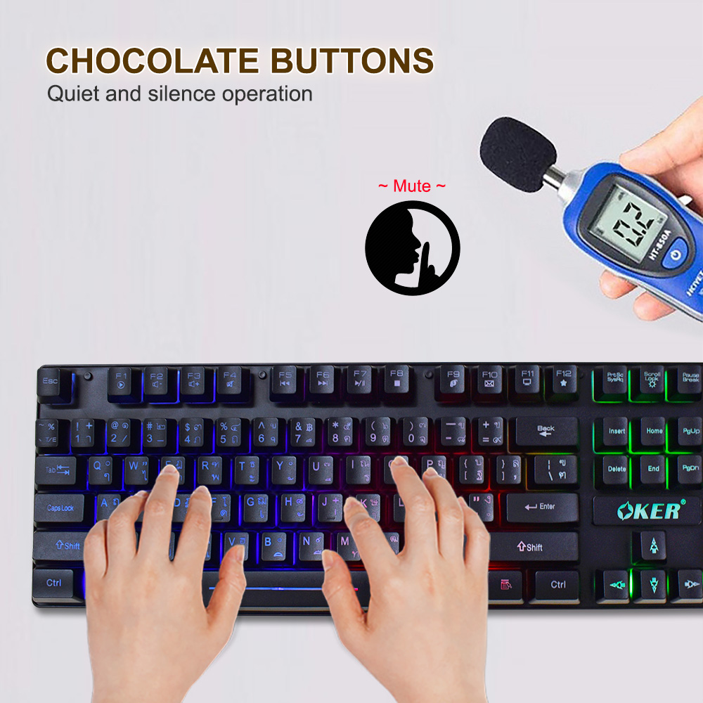 KM6120 OKER GAMING KEYBOARD+MOUSE มีไฟ SKU-02071