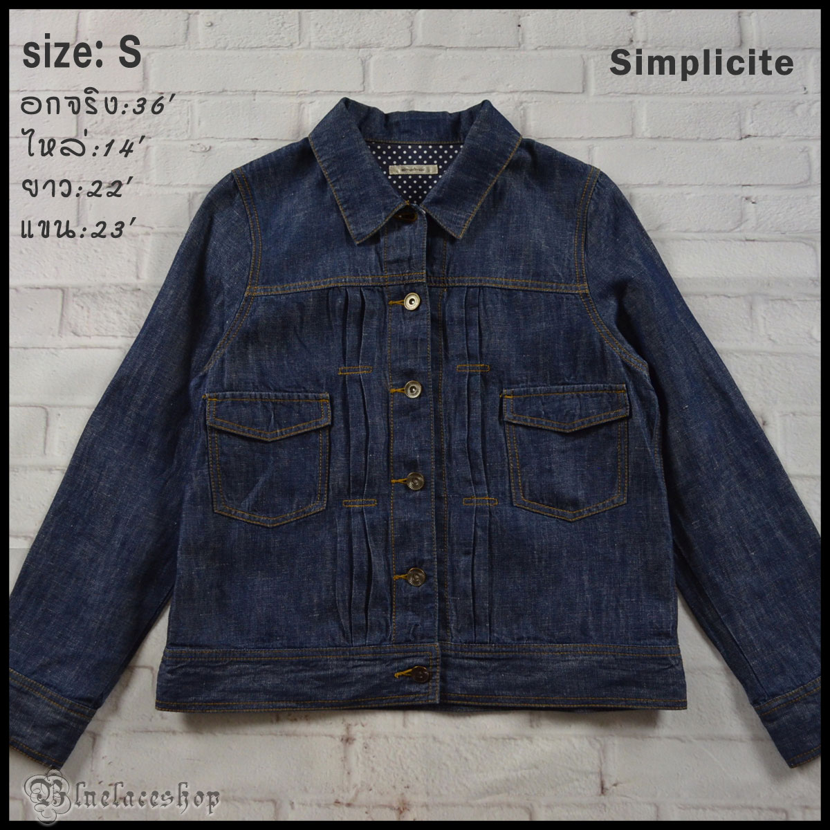 Simplieite อกจริง36' (S) เสื้อแจ็คเก็ตยีนส์ เสื้อยีนส์แขนยาวหญิงชาย เนื้อผ้ายีนส์เบาบางใส่สบาย
