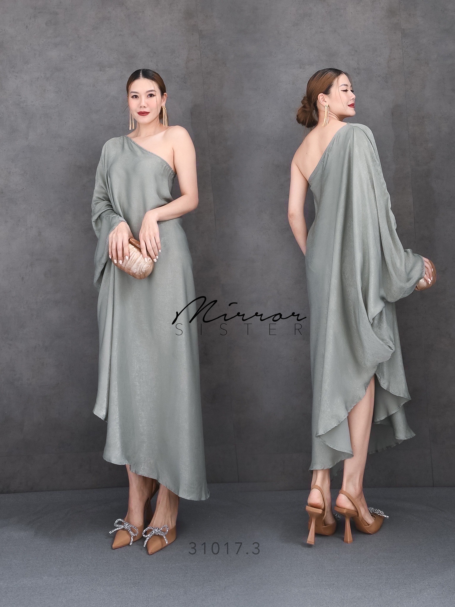MiRRoRSiSTER's CiCi SiNGLE SHoULDER DReSS•• เดรสไหล่เดียว ทรงสวยเรียบๆแต่โก้ เนื้อผ้าซิลค์ซาตินนุ่มลื่นสวยหรู ใส่ออกงานได้ลุคสวยไฮโซ ทรงหลวมๆอำพรางหุ่นใส่สบาย ใส่แล้วสวยผ่องทุกเฉดสี