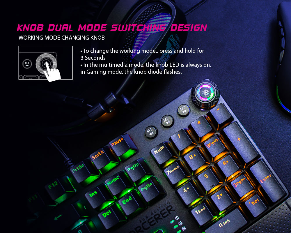 NUBWO Mechanical Blue Switch Gaming Keyboard Spectrum Lighting RGB EDITION [Black] X-28 SORCERER SKU-01742