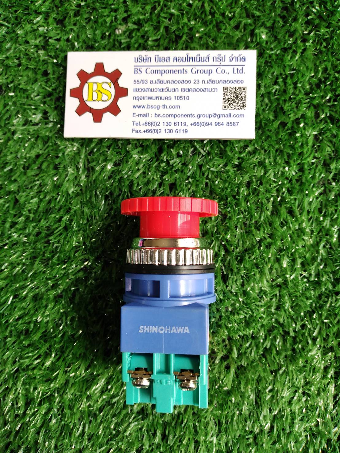 SHINOHAWA : ปุ่มกดหัวเห็ดกดล็อค CK-30PL12 สีแดง 30mm.