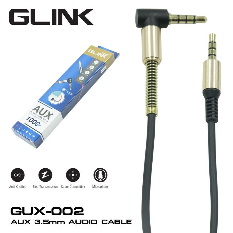 GLINK GUX-002 GLINK AUX 3.5mm Audio cable 1m. หัวงอ GUX002 1M. CA-ST-ST-MM028