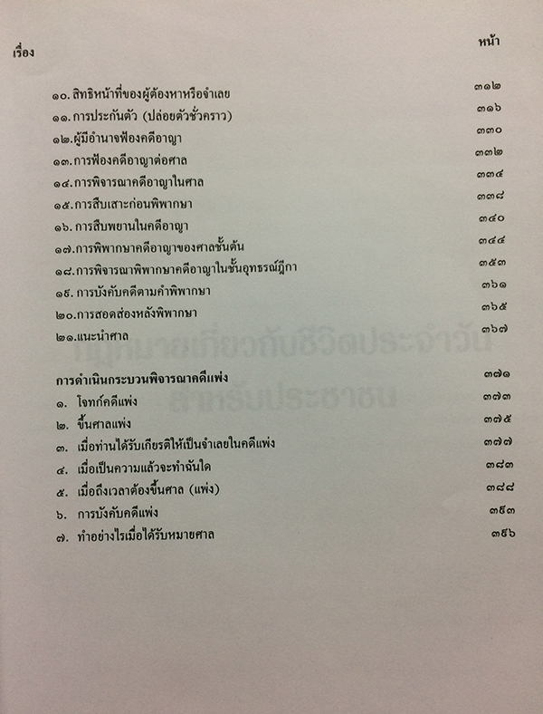 กฎหมายเกี่ยวกับชีวิตประจำวันสำหรับประชาชนและการดำเนินกระบวนพิจารณาคดีอาญาและคดีแพ่ง