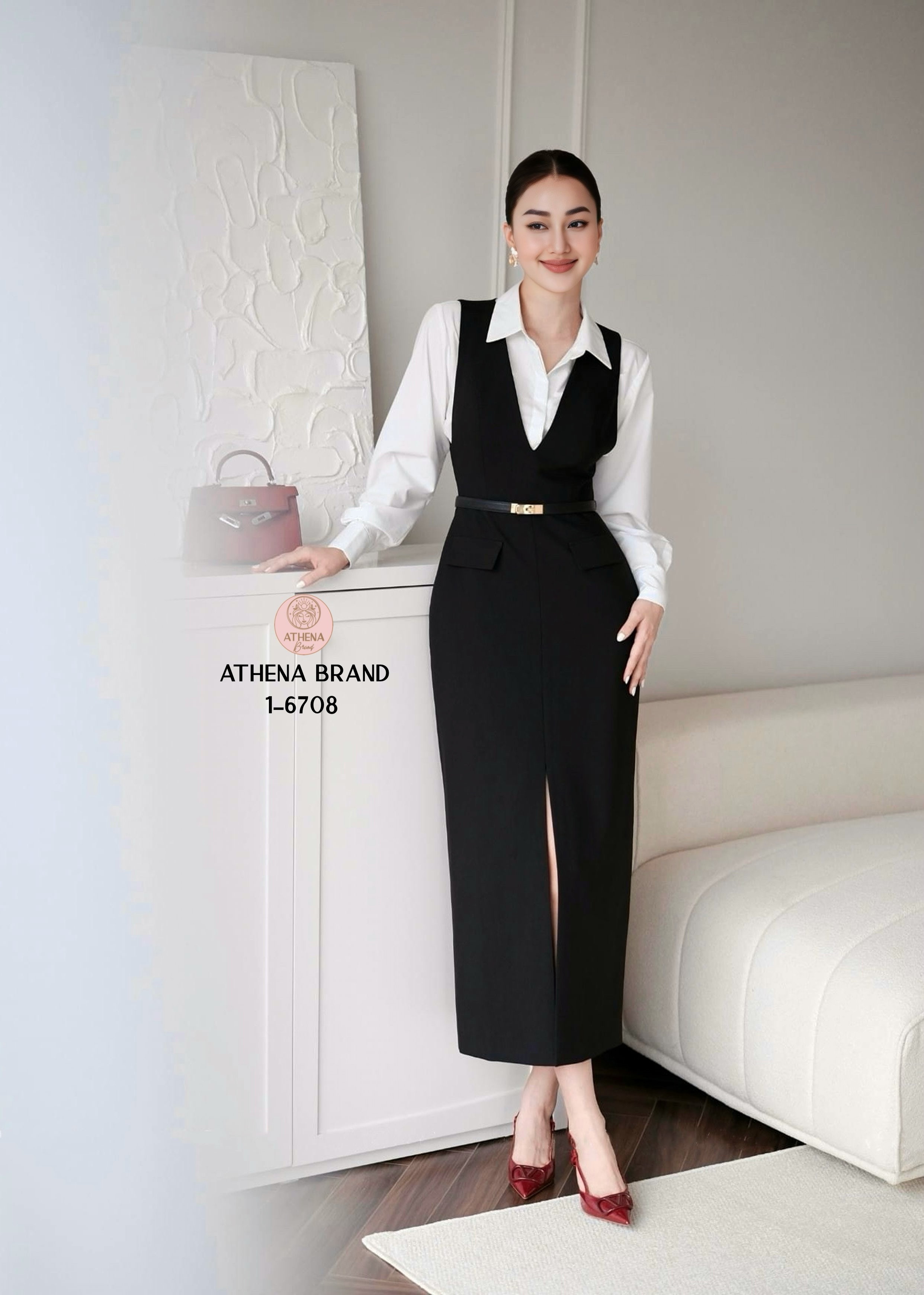 Tag 🔖 :Athena (อธีน่า) Brand Detail :: เสื้อ+เดรส+เข็มขัด Set 3 ชิ้น เดรสดีไซน์คอวีด้านหน้าแต่งกระเป๋าหลอก มีกระเป๋าด้านข้างใช้งานได้จริง ตัวเดรสดีไซน์ผ่าหน้า เนื้อผ้าดี๊ดีมีน้ำหนักและมีTexture งานมีซับในสวมใส่แบบซิปด้านหลัง แมตช์มาคู่กับเสื้อเชิ้