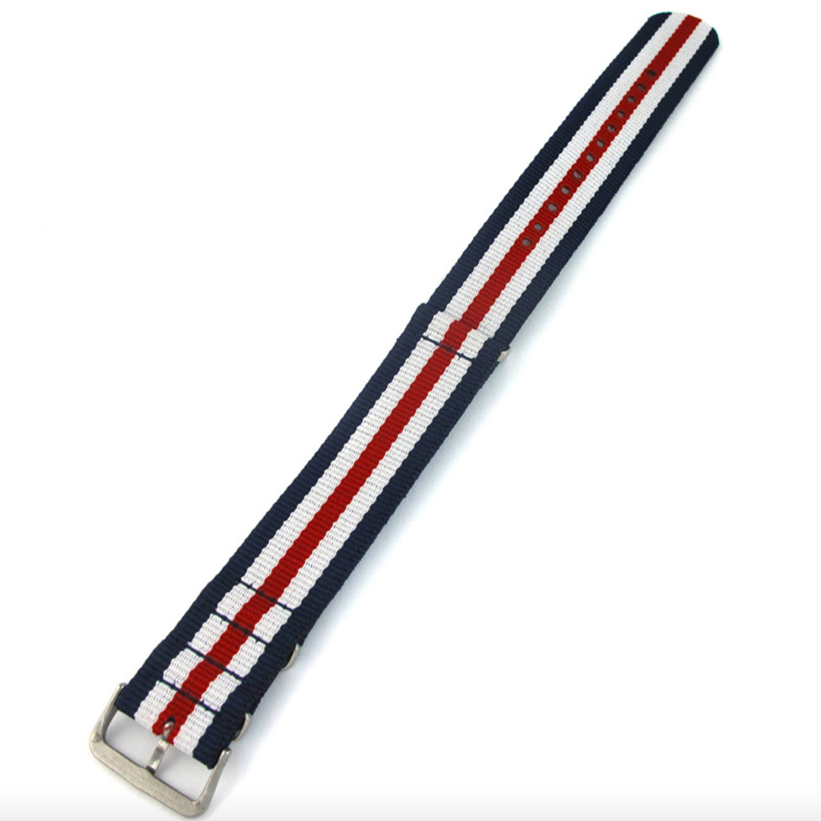 สายนาฬิกานาโต้ สายนาฬิกาผ้าไนลอน NATO Nylon Watch Strap 01 มีขนาด 20 , 22 mm สำหรับ Rolex , Seiko , Omega (Blue-White-Red)