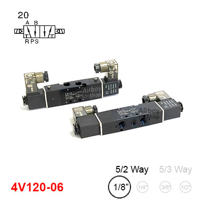 โซลินอยด์วาล์ว รุ่น 4V120-06 (Port 1/8") 5/2 Double Coil