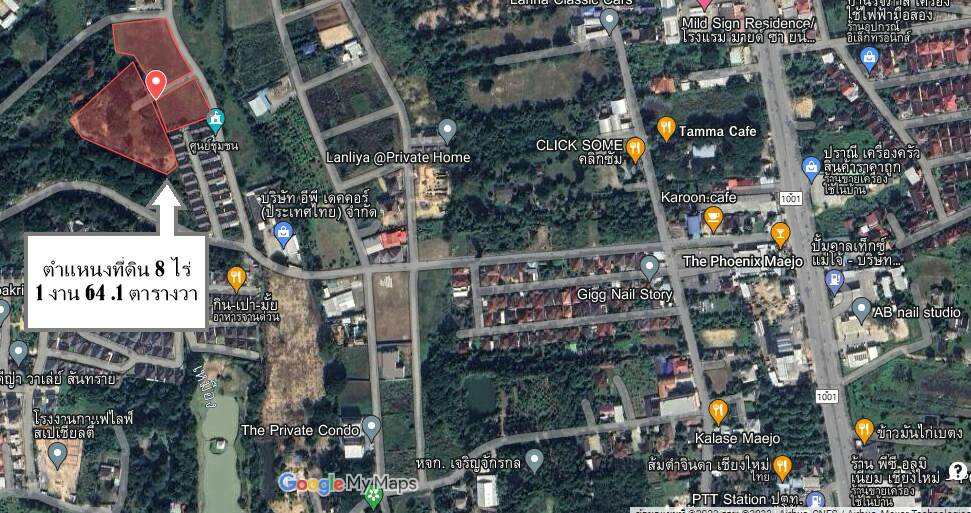 ที่ดินเจ้าของขายเองใกล้มหาวิทยาลัยแม่โจ้ใกล้เคียงที่ดินเป็นบ้านจัดสรรทางเข้าออกสะดวกเหมาะลงทุนทำธุรกิจพัฒนาที่ดิน 8 ไร่ 1 งาน 64.1 ตารางวา อ.สันทราย จ.เชียงใหม่