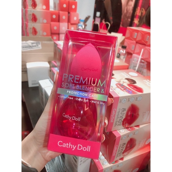 Cathy Doll Premium Soft Blender & Protection Case เบลนเดอร์ พร้อม เคสใส่กันฝุ่น ฟองน้ำแต่งหน้า พัฟแต่งหน้า