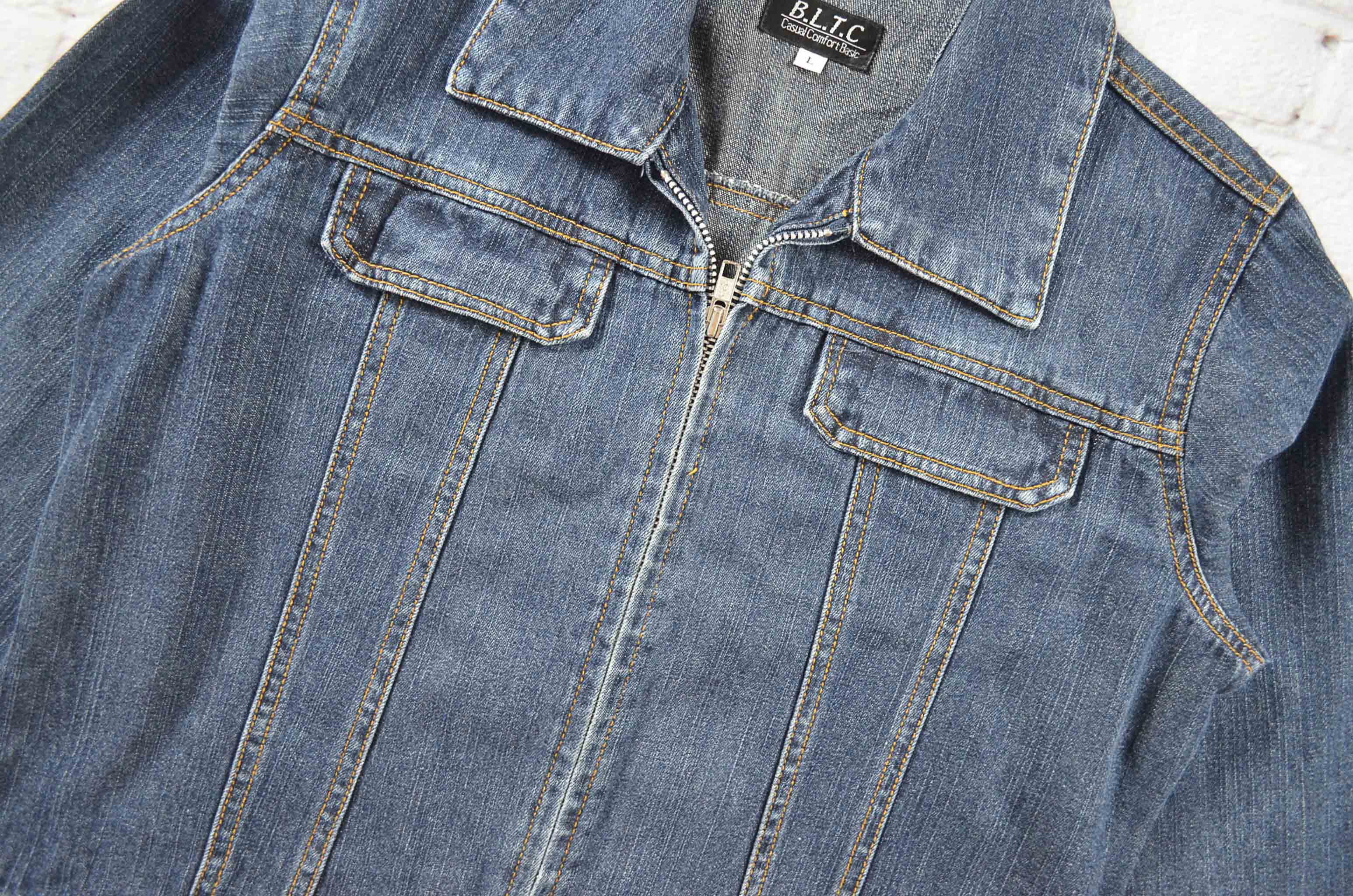 B.L.T.C อกจริง39' (L) เสื้อแจ็คเก็ตยีนส์ เสื้อยีนส์แขนยาวหญิงชาย ผ้านุ่มใส่สบาย มีซิปหน้าสภาพสวย