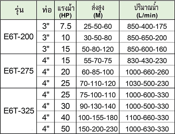 BERKELEY ปั๊มสูบน้ำบาดาล รุ่น E6T-275 แรงม้า20HP (FRANKLIN/DOL)