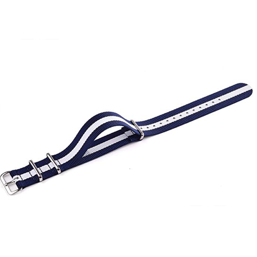 สายนาฬิกานาโต้ สายนาฬิกาผ้าไนลอน NATO Nylon Watch Strap 01 มีขนาด 20 , 22 mm สำหรับ Rolex , Seiko , Omega (Blue-White-Blue)
