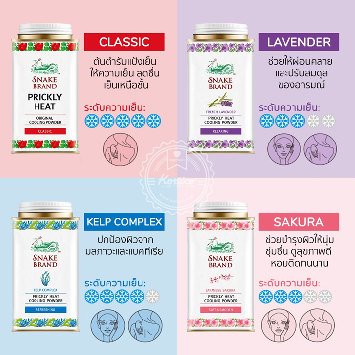 Snake Brand Powder 140g แป้งเย็นตรางู