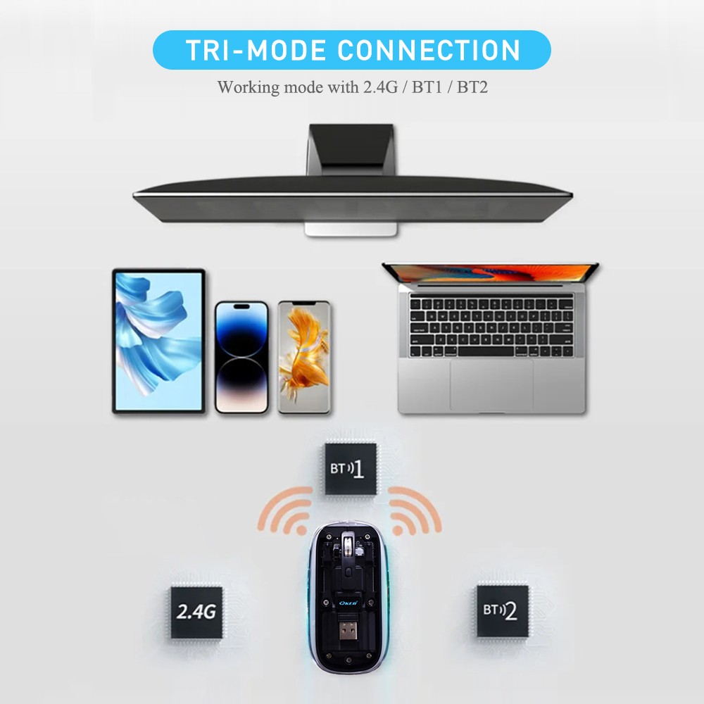OKER T47 WIRELESS MOUSE BLUETOOTH TRANSPARENT SKU-02961