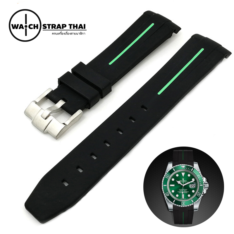 สายนาฬิกายาง RUBBER B เขียว สำหรับ ROLEX ขนาด 20 mm RUBBER B WATCH STRAP GREEN