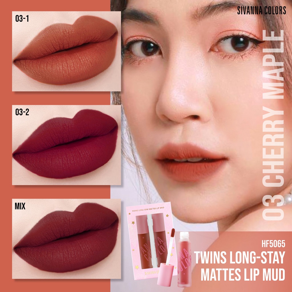 Sivanna Colors Twins Long-Stay Mattes Lip Mud HF5065 ซีเวียน่า เซตลิปแมทส์ 2 แท่ง/เซต