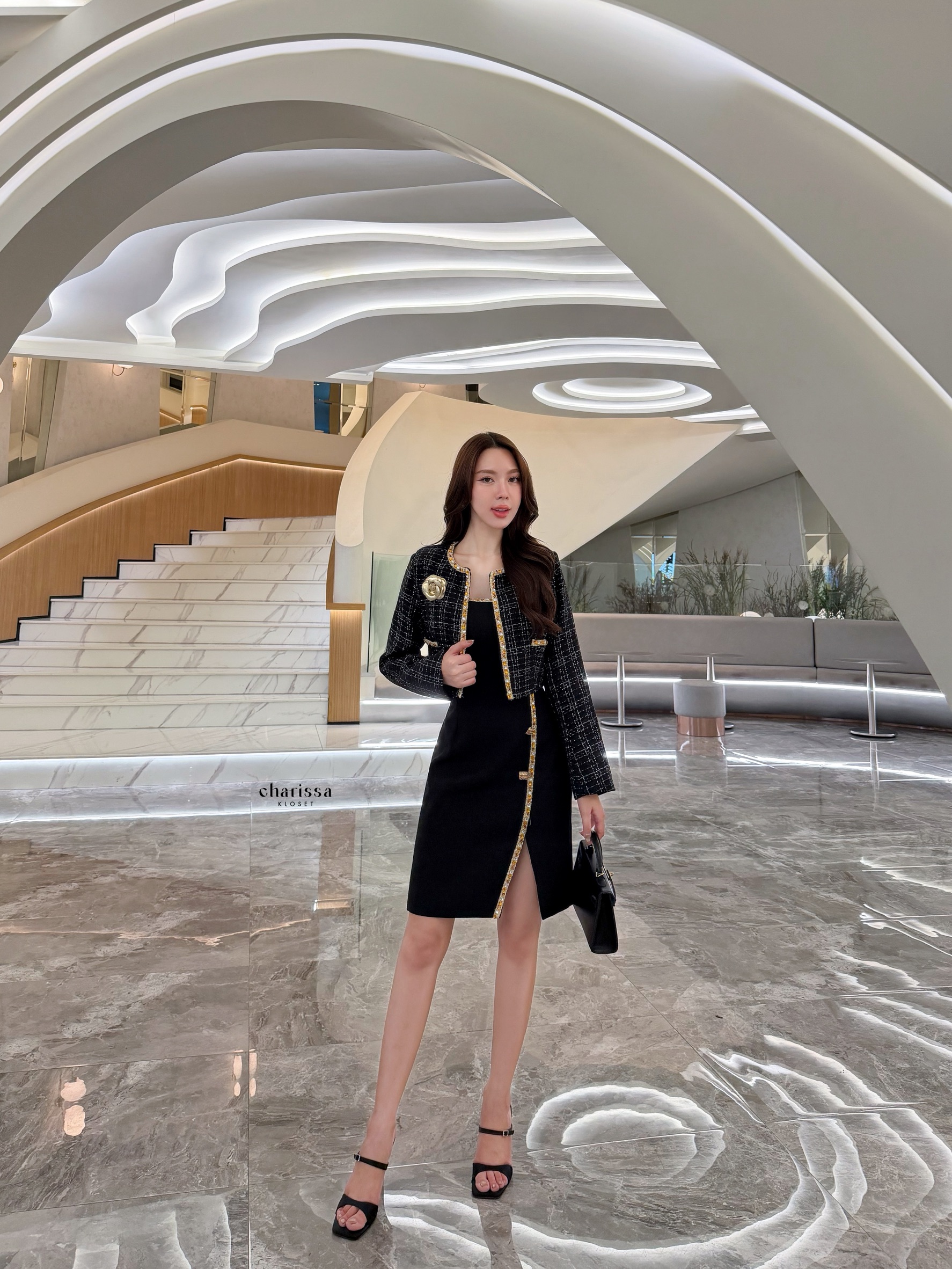 เซ็ทเดรสพร้อมแจ็กเก็ตผ้าทวีด (Tweed Elegant Set) 🖤