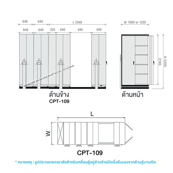 ตู้รางเลื่อนแบบพวงมาลัย 9 ตู้ รุ่น CPT-109