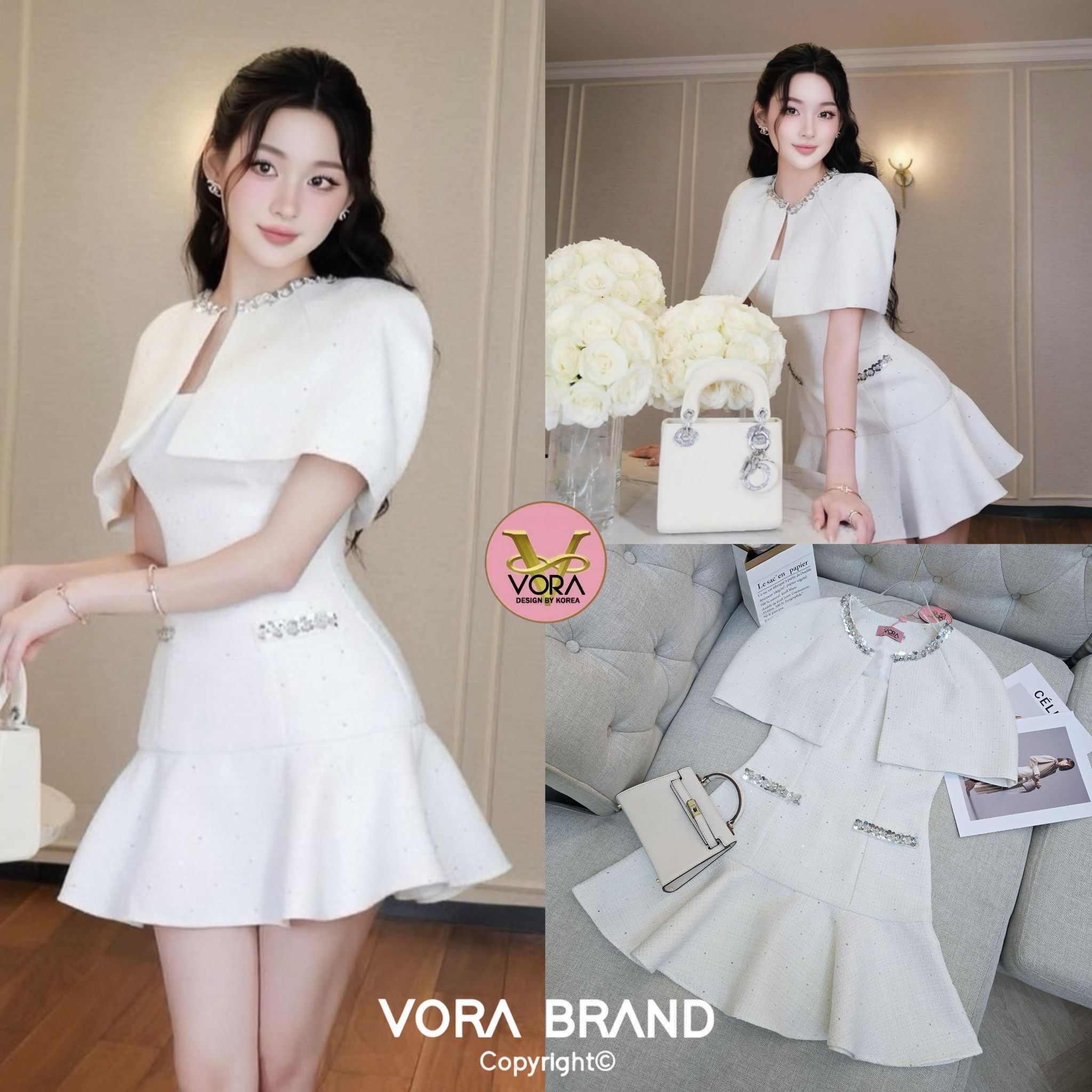 Dress สายเดี่ยวตัวสั้น เอวเข้ารูป แต่งขอบกระเป๋าปักเลื่อมช่วงเอว ชายกระโปรงแต่งสวิงบาน แมทช์กับผ้าคลุมไหล่เข้าชุดแต่งขอบเลื่อม เนื้อผ้าทวิตเนื้อดี แต่งปักเลื่อมวิ้ง ผ้าสวยเป็นทรง มีซับในทั้งชุดค่ะ ต้องมีติดตู้นะค่ะ... ใส่ออกมาแล้วเป๊ะเว่อร์ แพทเทรินเนี๊ยบ