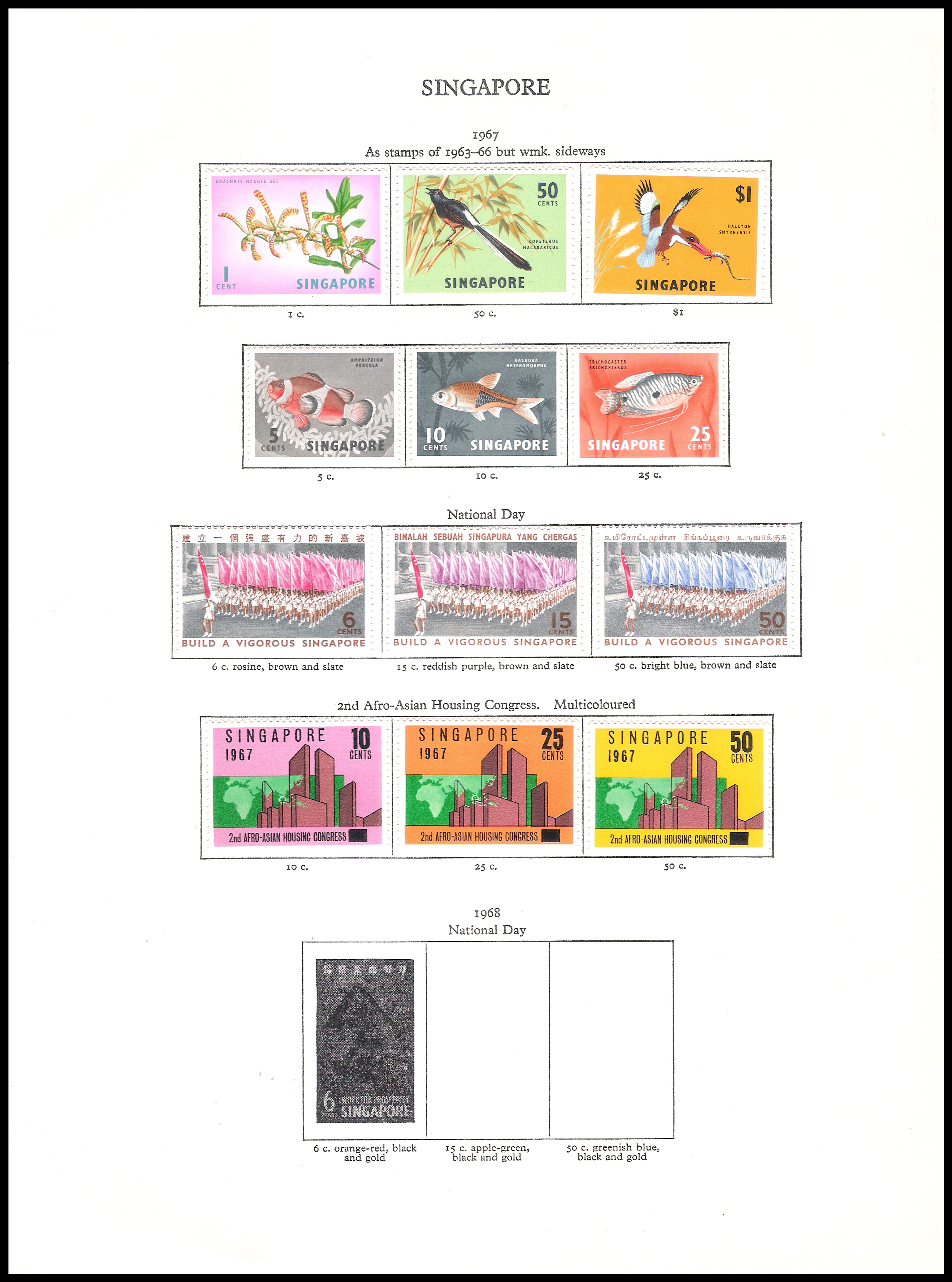 3 SHEETS 1959-1967 Singapore (CV $180.75)