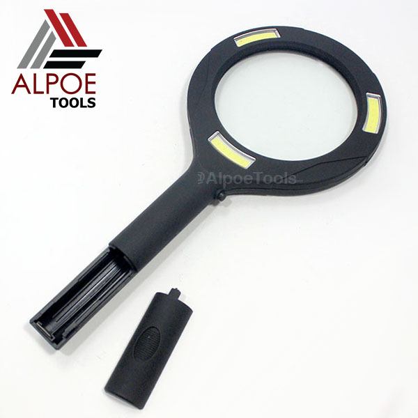 แว่นขยาย แบบด้ามจับ มีไฟ COB เลนท์กระจก