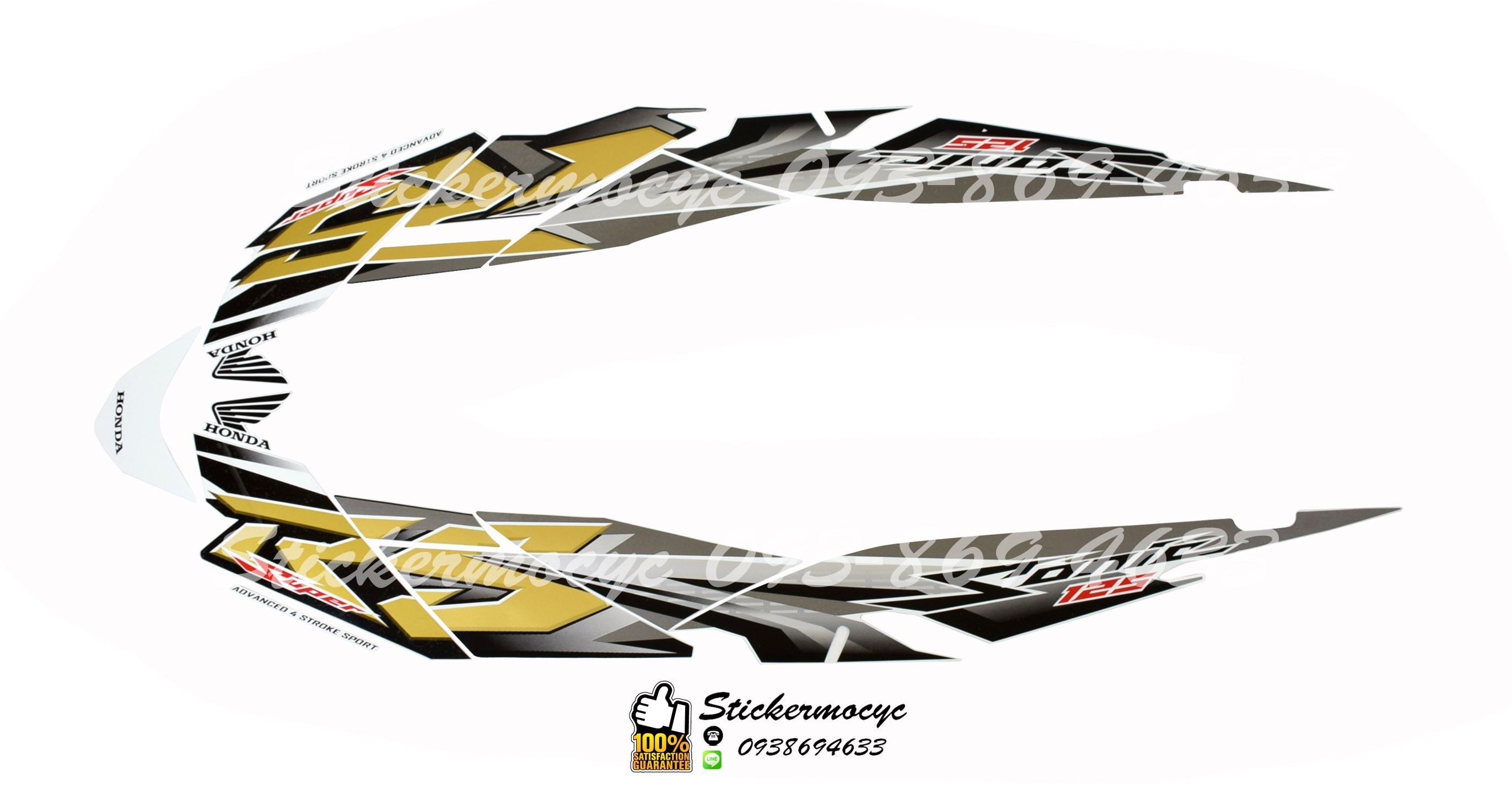 Sticker 3M HONDA SONIC 125 ปี 2007 รุ่น 11-12 ติดรถสี เทา ขาว (เคลือบเงา) สติ๊กเกอร์ 3 M แท้ สติ๊กเกอร์ติดมอไซค์ ฮอนด้า โซนิค