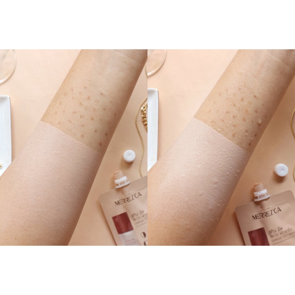 (6ซอง/กล่อง) Merrezca Skin Up Liquid Foundation SPF50 PA+++ 5 ml. เมอร์เรซกา รองพื้น