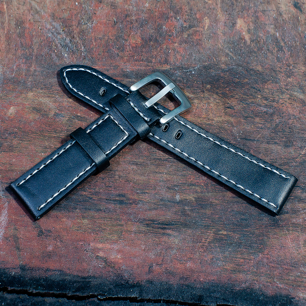 สายนาฬิกา สายนาฬิกาหนังวัว SET06 Leather Strap สีดำ BLACK Leather Watch Strap 20,22 mm