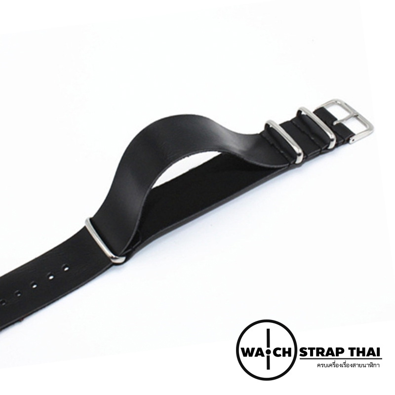 สายนาฬิกานาโต้ สายนาฬิกาหนังวัว Black Nato Leather Strap มีสี Brown มีขนาด 20 , 22 mm สีดำ