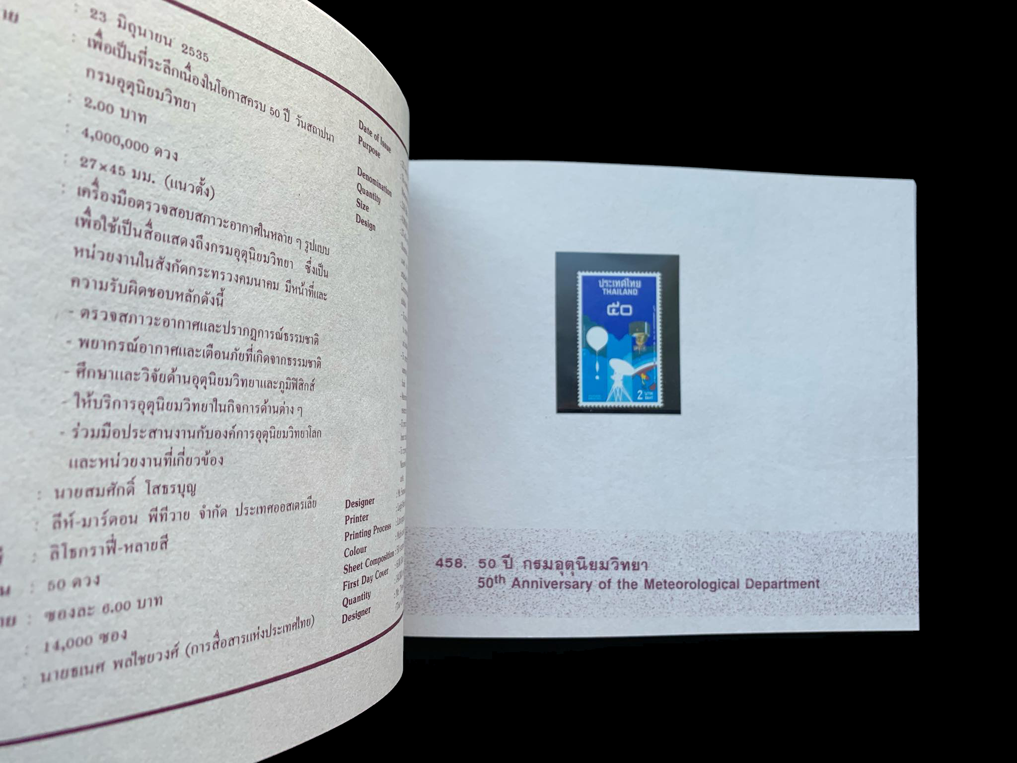 สมุดตราไปรษณียากรไทยประจำปี 2535