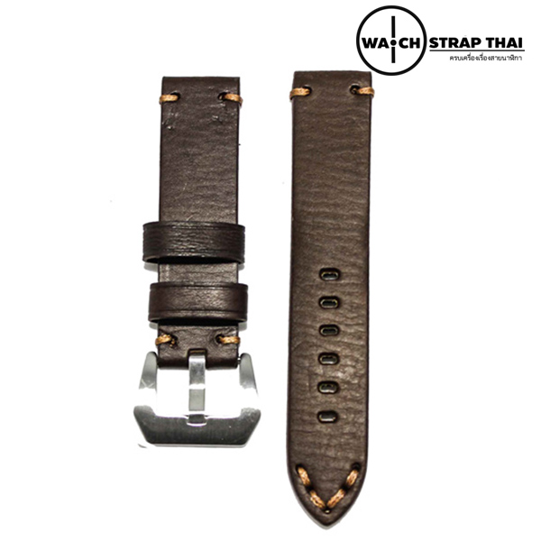 สายนาฬิกา สายนาฬิกาหนังวัว SET02 Leather Strap มีสี Dark Brown สีน้ำตาลเข้ม ขนาดความกว้างสาย 20 , 22 mm สำเนา