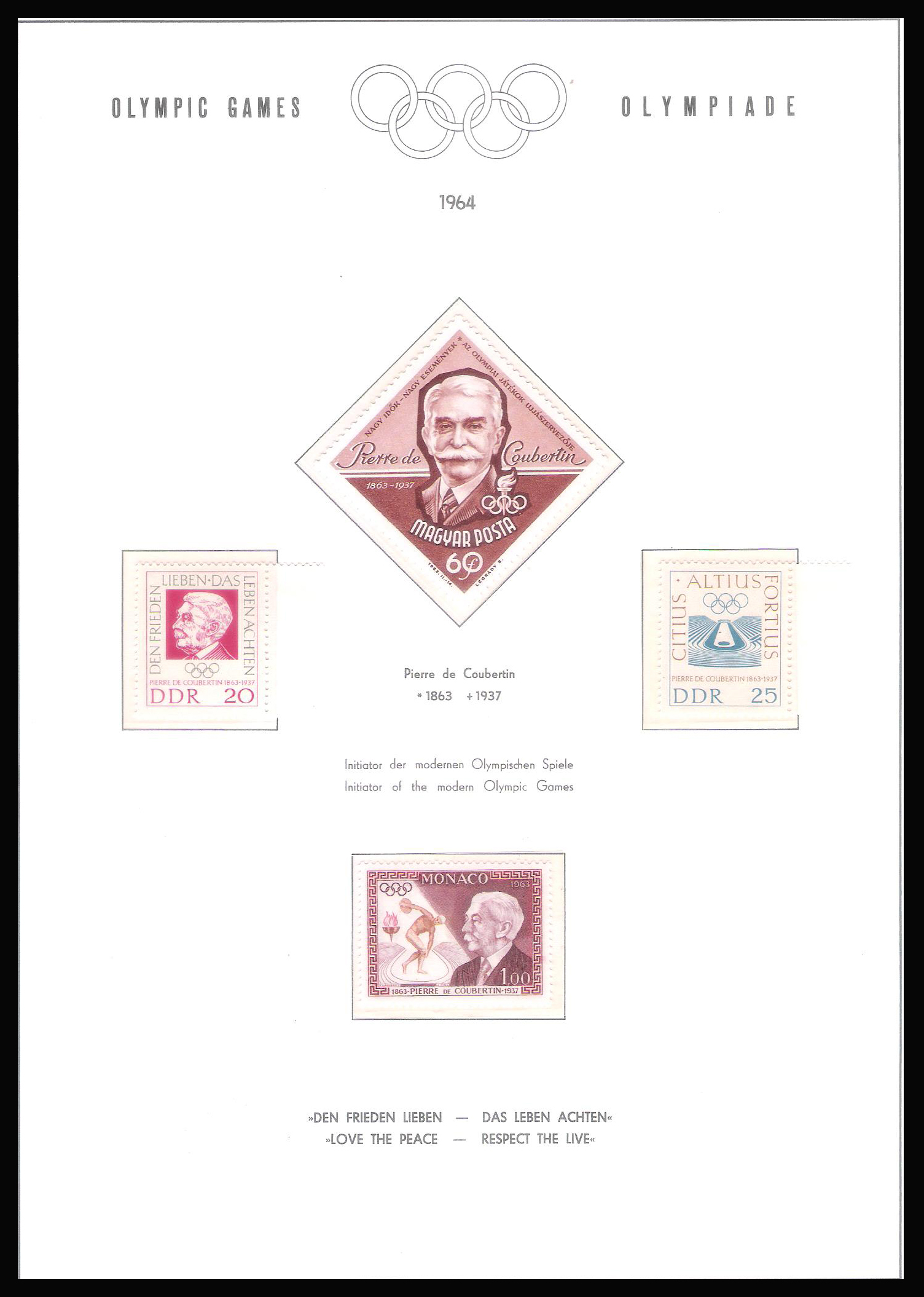 1964 Olympic Games - Tokyo 4 Stamp on page