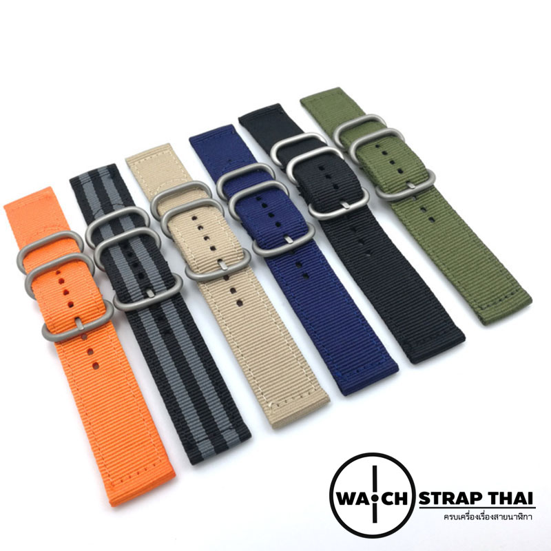 สายนาฬิกา สายนาฬิกาผ้าไนลอน SET02 Black Nylon Watch Strap ดำเทา Jamebond มีขนาด 20 , 22 mm