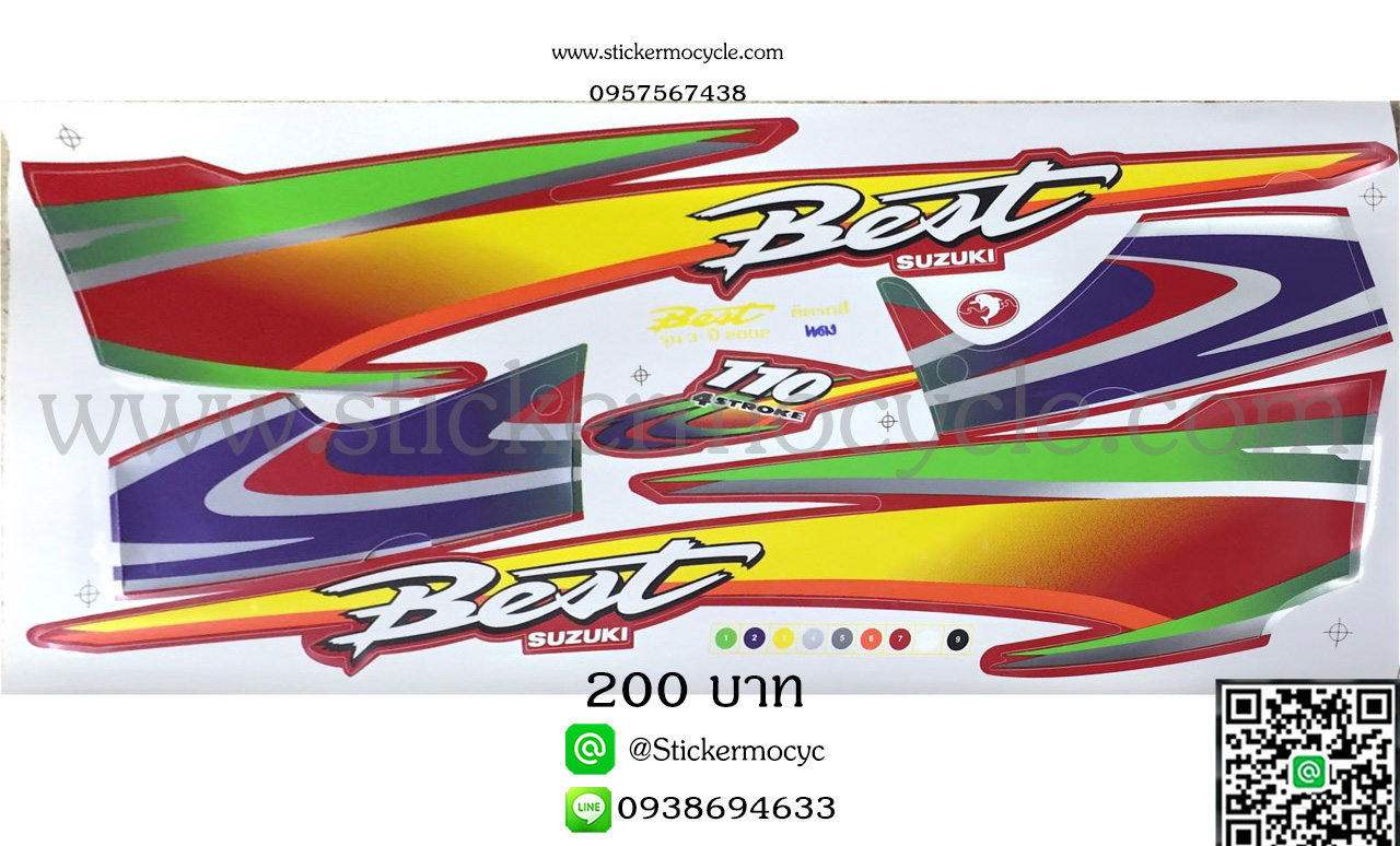 Sticker Suzuki Best ปี2002 รุ่น 3 ติดรถสีแดง สติ๊กเกอร์ติดรถมอเตอร์ไซค์ ซูซูกิ เบส 110
