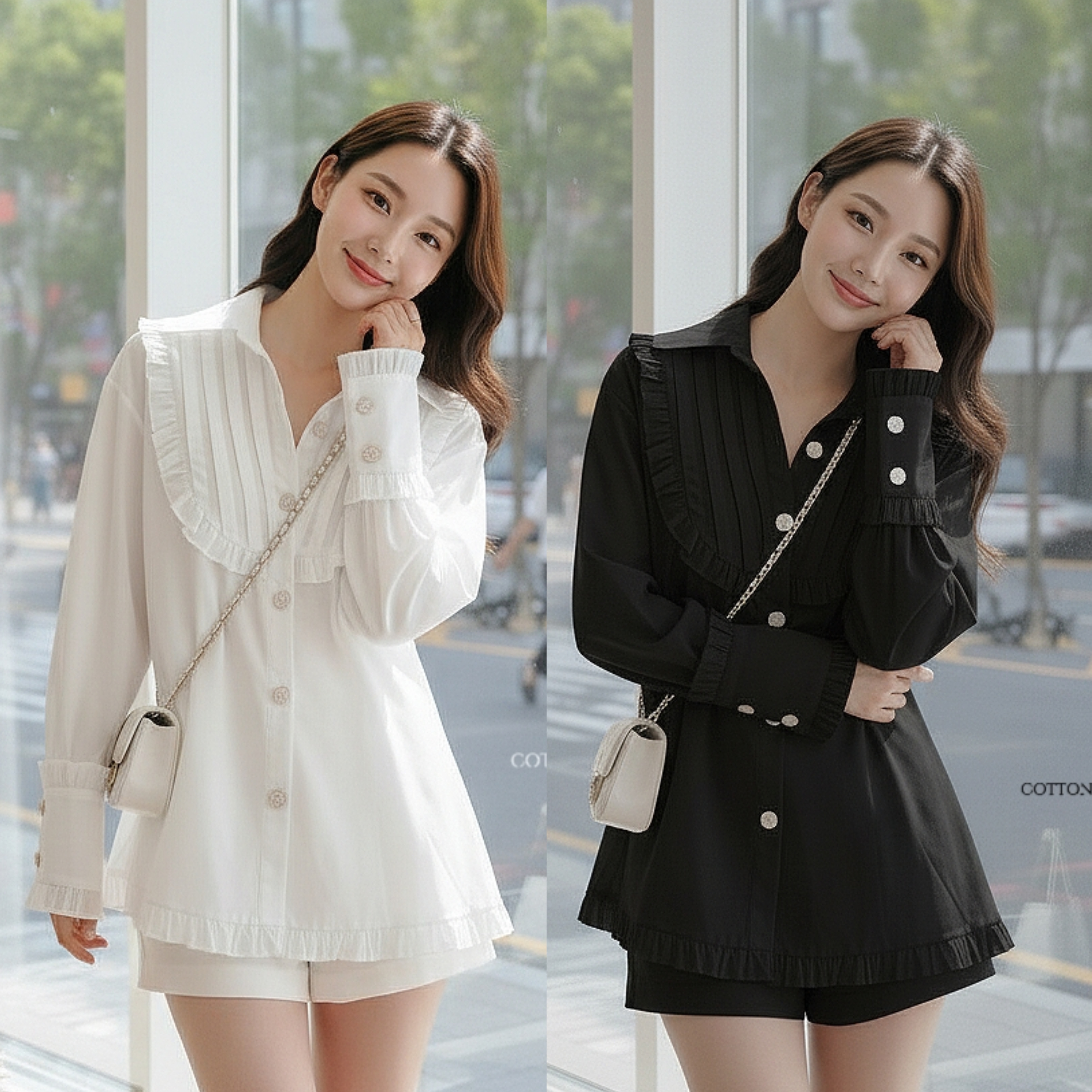 Tag#cottoncandy โอ้โห้ๆๆๆเสื้อเชิ๊ตรุ่นนี้ดีเทลดีมากๆคร่าาาา บอกเลย cottoncandyทำถึงสุดๆ ดีเทลตีเกร็ดหน้าสวยหรูดูแพง แต่งระบายสุดปัง กระดุมนำเข้าพรีเมี่ยม บอกเลย ลุคนี้ปั้วมากๆคร่าาาา